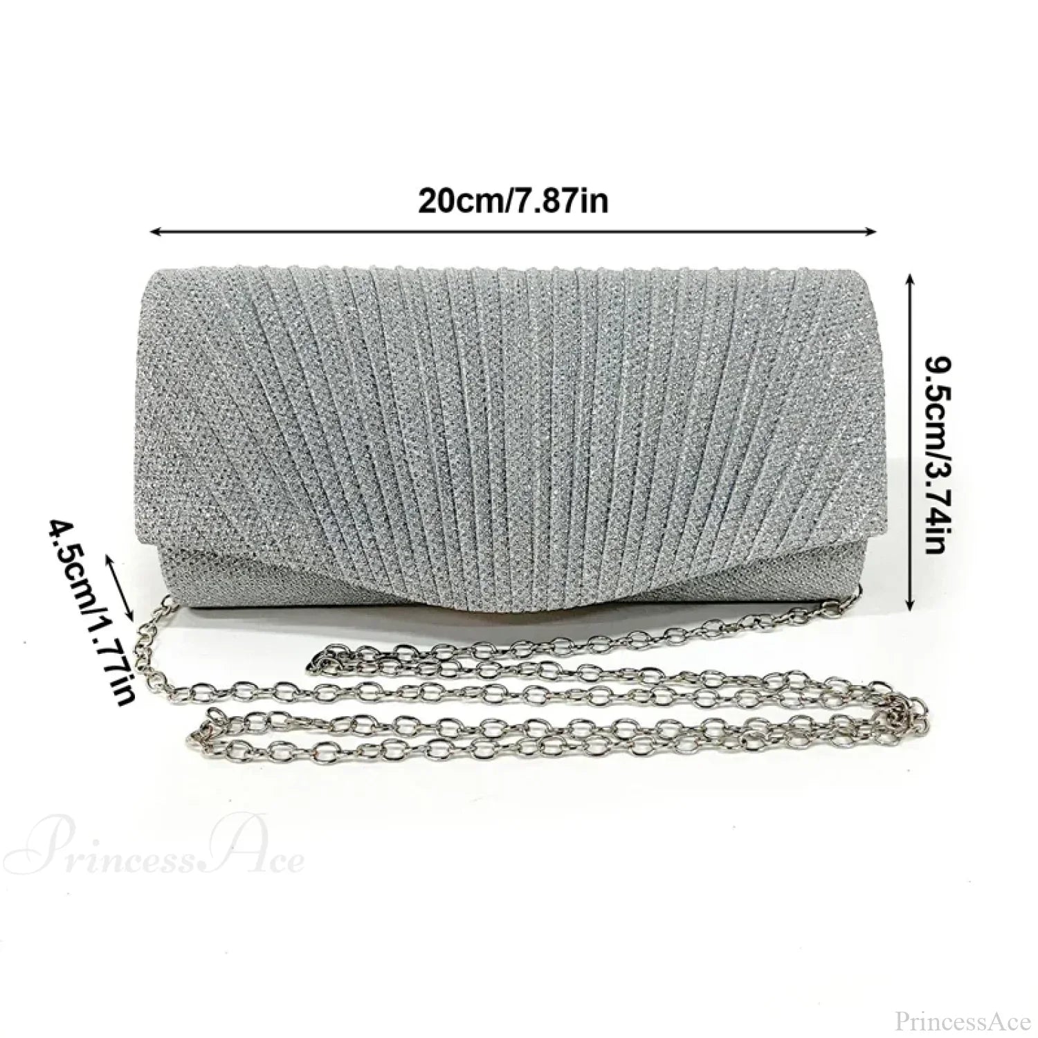 Silver Glitter Evening Clutch Wristlet