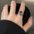 Silver Spine Gothic Glass Ring