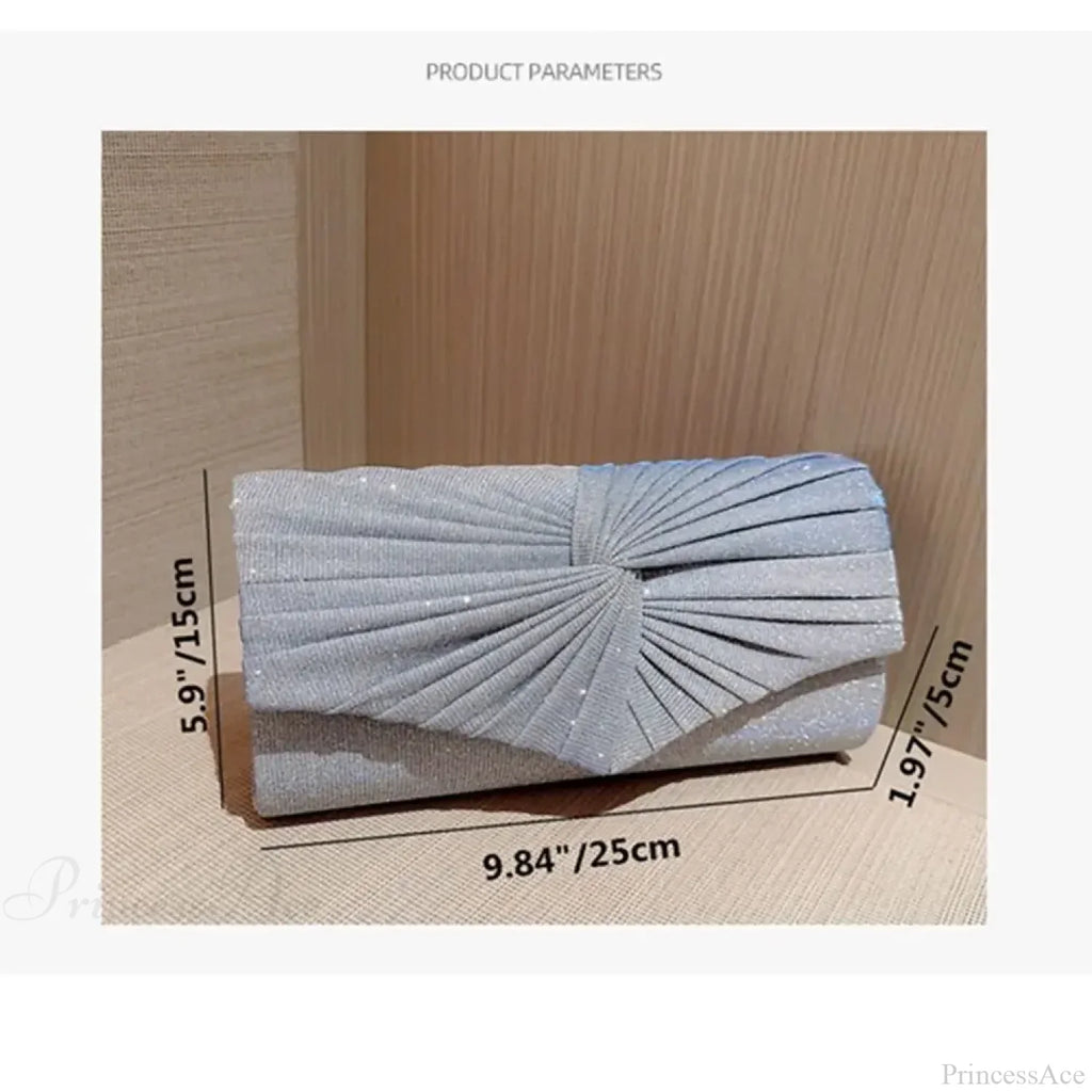 Silvery Sequin Clutch Evening Bag Luxury Party Shoulder Bag