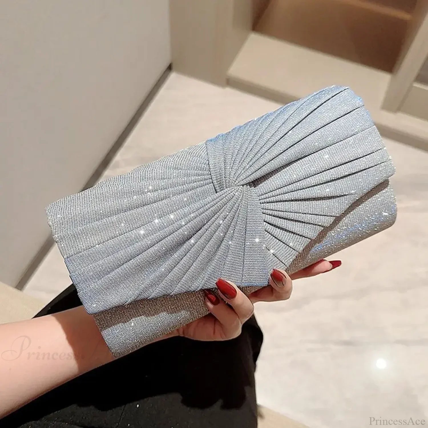 Silvery Sequin Clutch Evening Bag Luxury Party Shoulder Bag