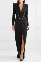 Julia Minimalist Maxi Blazer Dress Elevated Occasion Wear