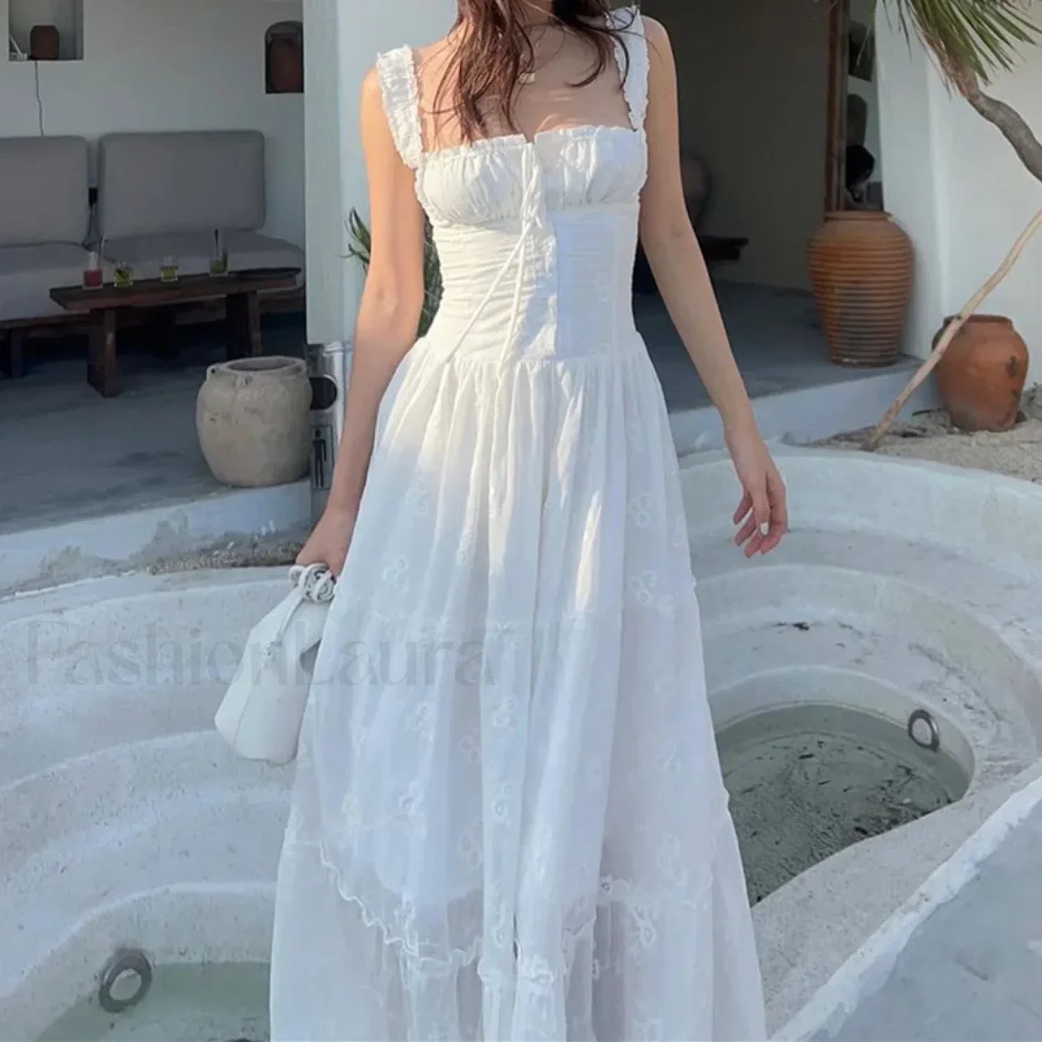 Simple Elegant Square Neck Floral Dress