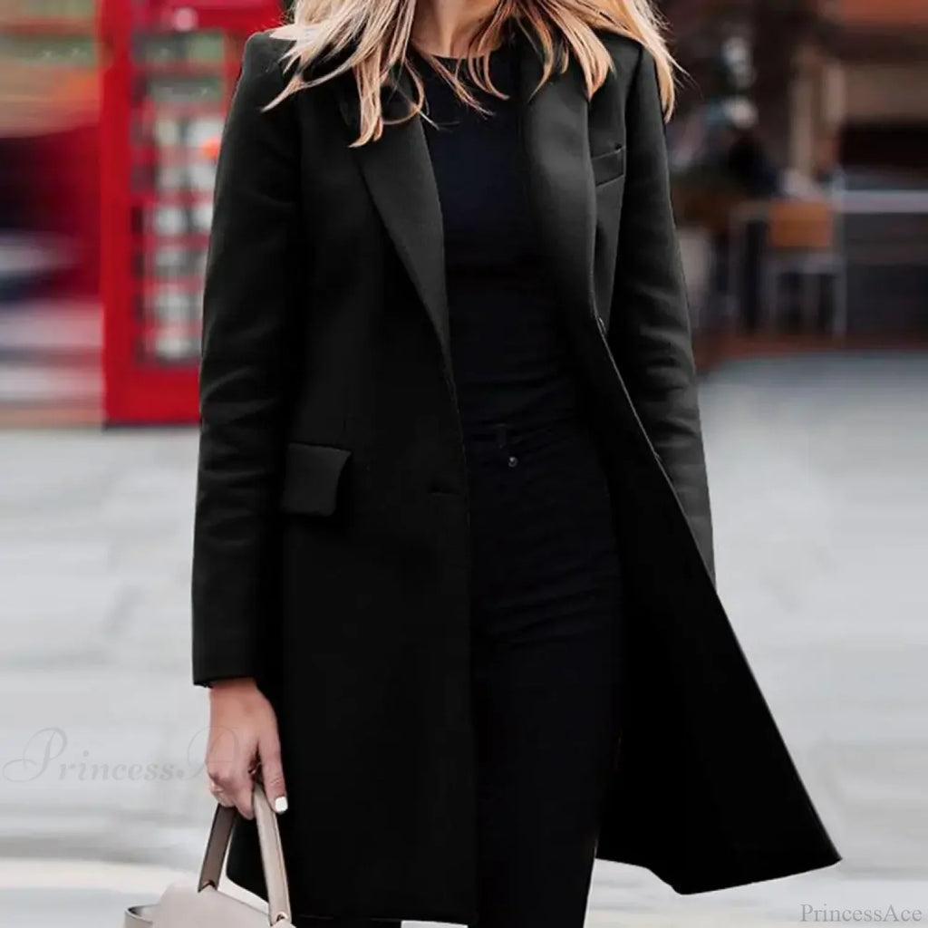 Single-Breasted Wool Suit Blazer Overcoat
