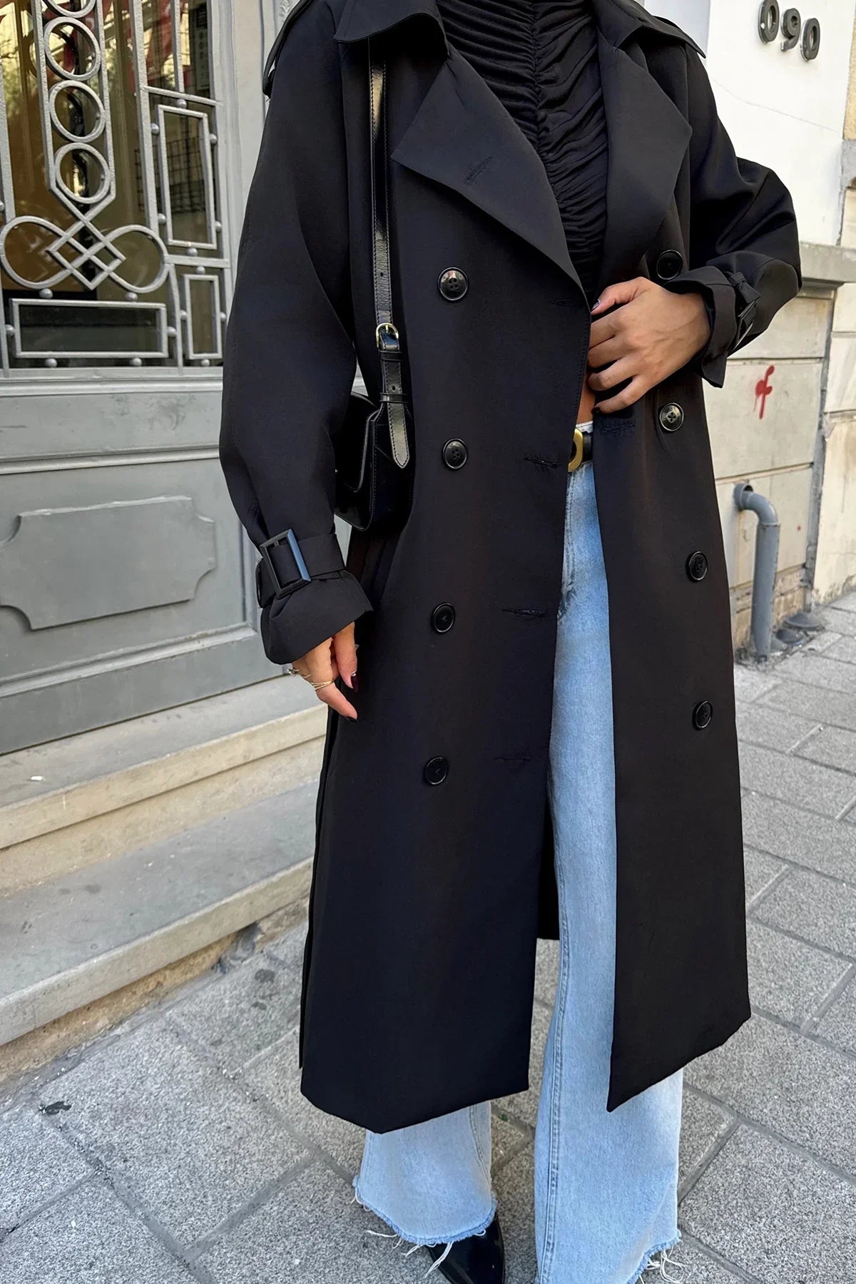 | Black women's trench coat