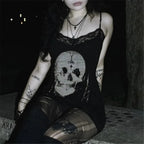 Skull Print Straps Tiny Dress