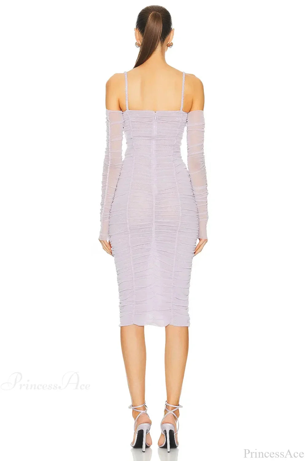 Sleeveless Halter Mesh Evening Party Dress