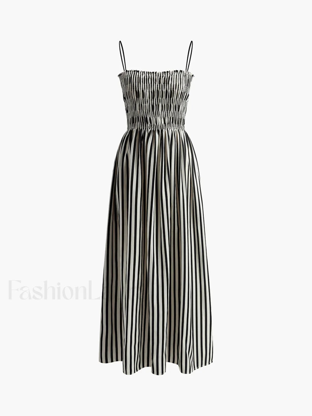 Black Sleeveless Pinstripe Long Dress