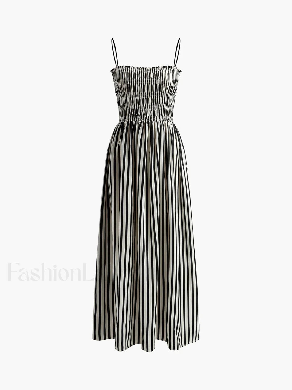 Black Sleeveless Pinstripe Long Dress