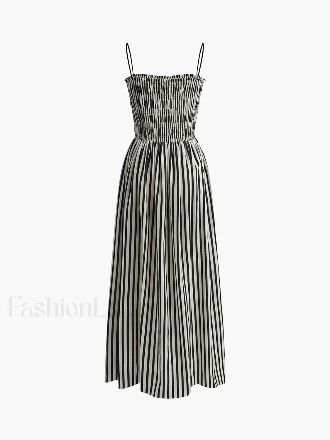 Black Sleeveless Pinstripe Long Dress