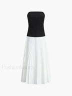 White Sleeveless Pleated Long Dress
