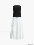 White Sleeveless Pleated Long Dress