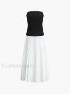 White Sleeveless Pleated Long Dress