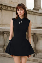 Black Sleeveless Slim Mini Dress