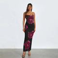 Sleeveless Spaghetti Strap Floral Split Back Hem Dress