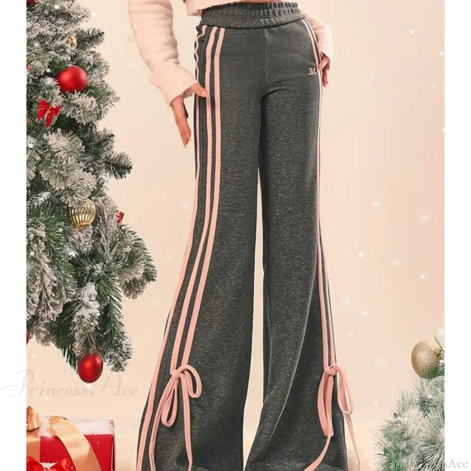 Slim Casual Gray Sports Flared Pants