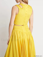 Slim Hollow Pleated Skirt Two Piece Set