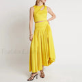 Slim Hollow Pleated Skirt Two Piece Set
