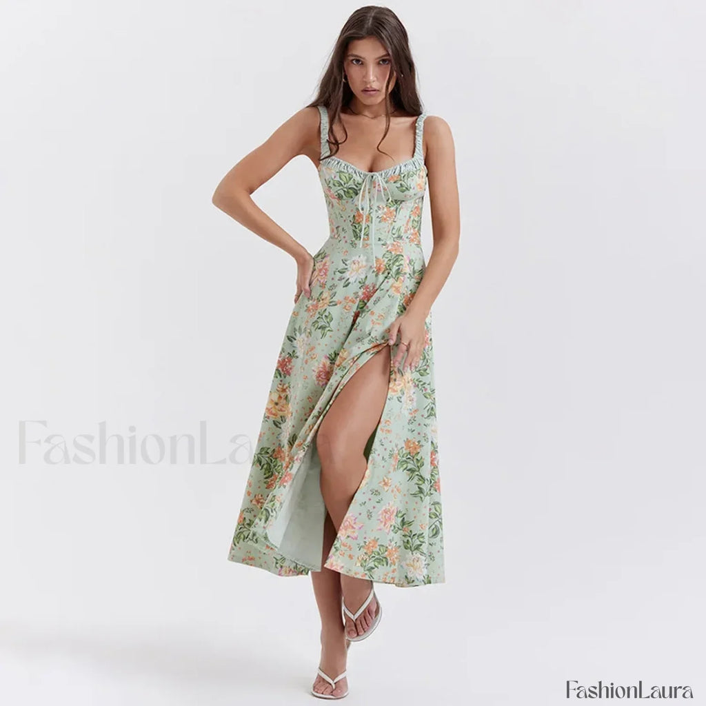Slim Spaghetti Strap Floral Dress