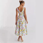 Slimming V-Neck Midi Floral Dress
