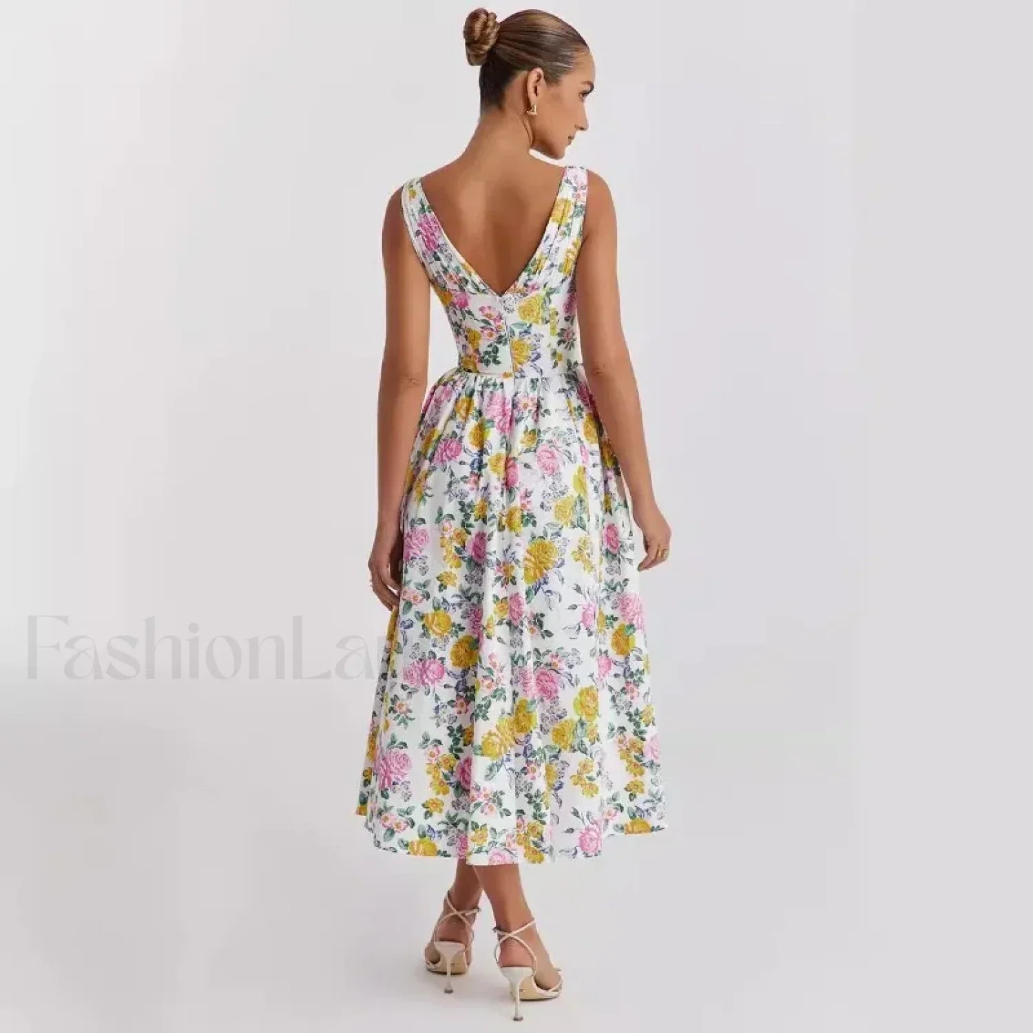 Slimming V-Neck Midi Floral Dress