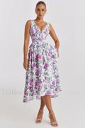 Slimming V-Neck Midi Floral Dress