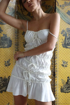 Sling Pleated See-Through Mini Dress
