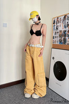 Slouchy Loose Straight Leg Cargo Denim Pants