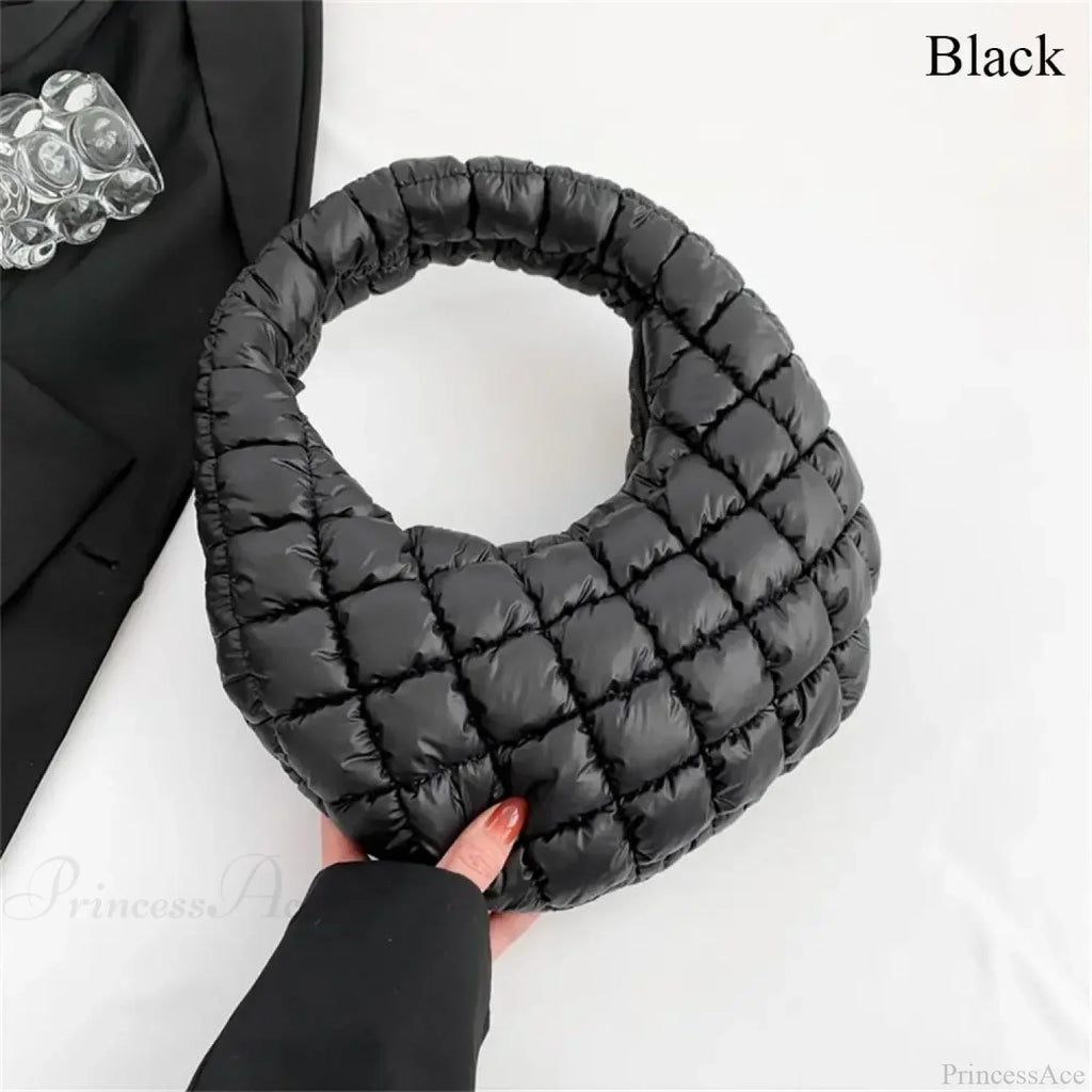 Small Quilted Tote Cotton Padded Shoulder Handbag