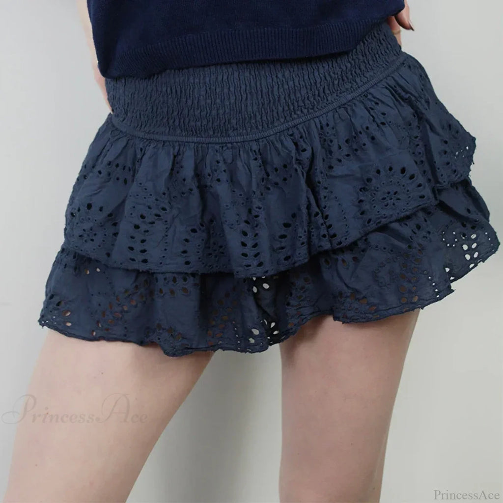 Smocked Boho Beach Ruffle Skirt