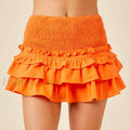 Smocked Waist Tiered Mini Skirt