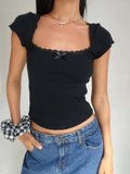 Liberty Lace Trim Crop Top