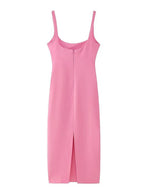 Sofia Back Slit Solid Midi Dress