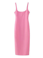Sofia Back Slit Solid Midi Dress