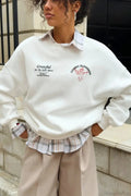 Solid Angel Print Thickened Crew Neck Sweatshirt