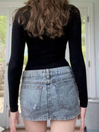 Solid Bandage Patchwork Lace Slim V-Neck Long Sleeve Knit Top
