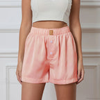 Solid Button Decorative Lounge Short