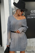 Solid Cable-Knit Wool Women's Mini Dress