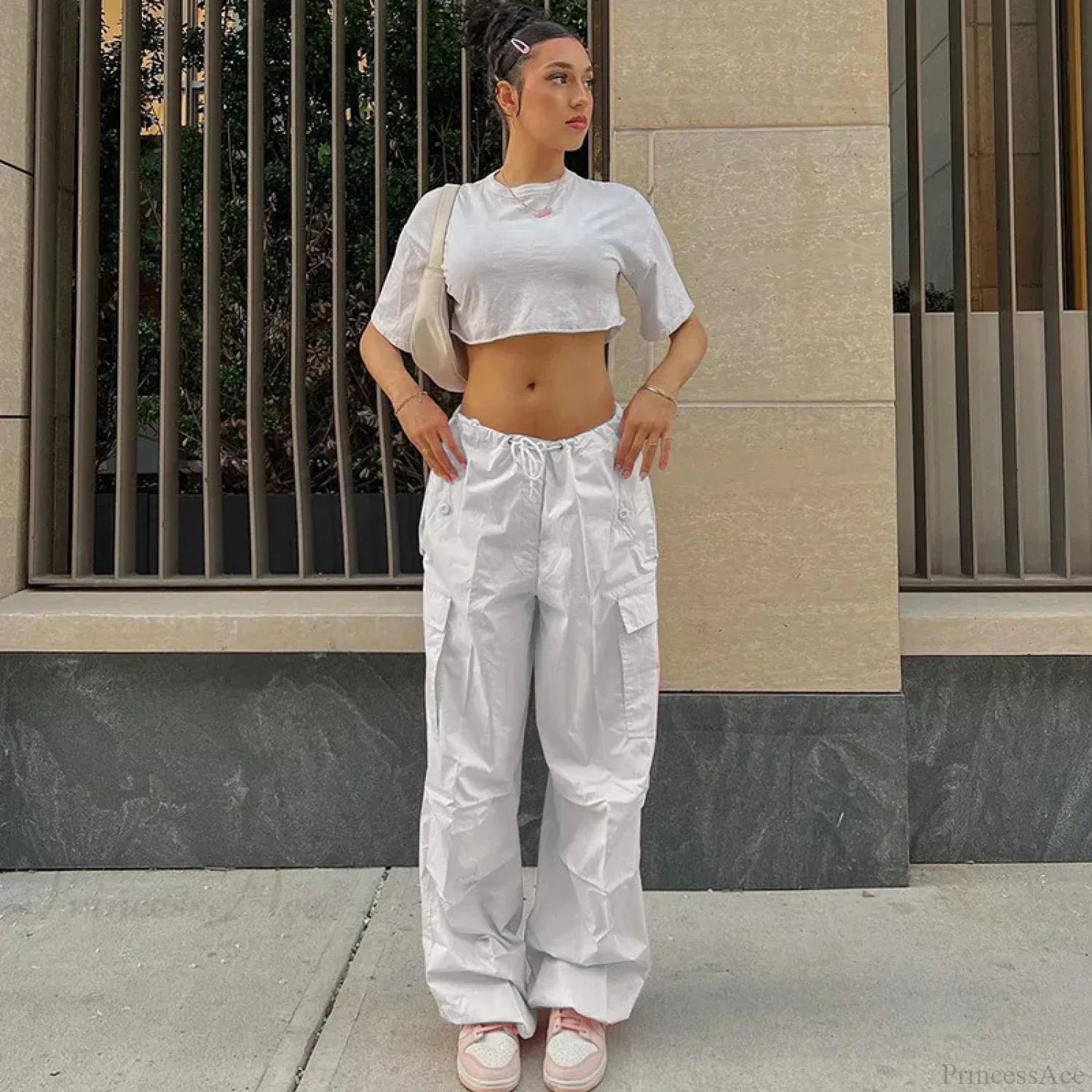 Solid Cargo Streetwear Slim Drawstring Pant
