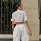 Solid Cargo Streetwear Slim Drawstring Pant