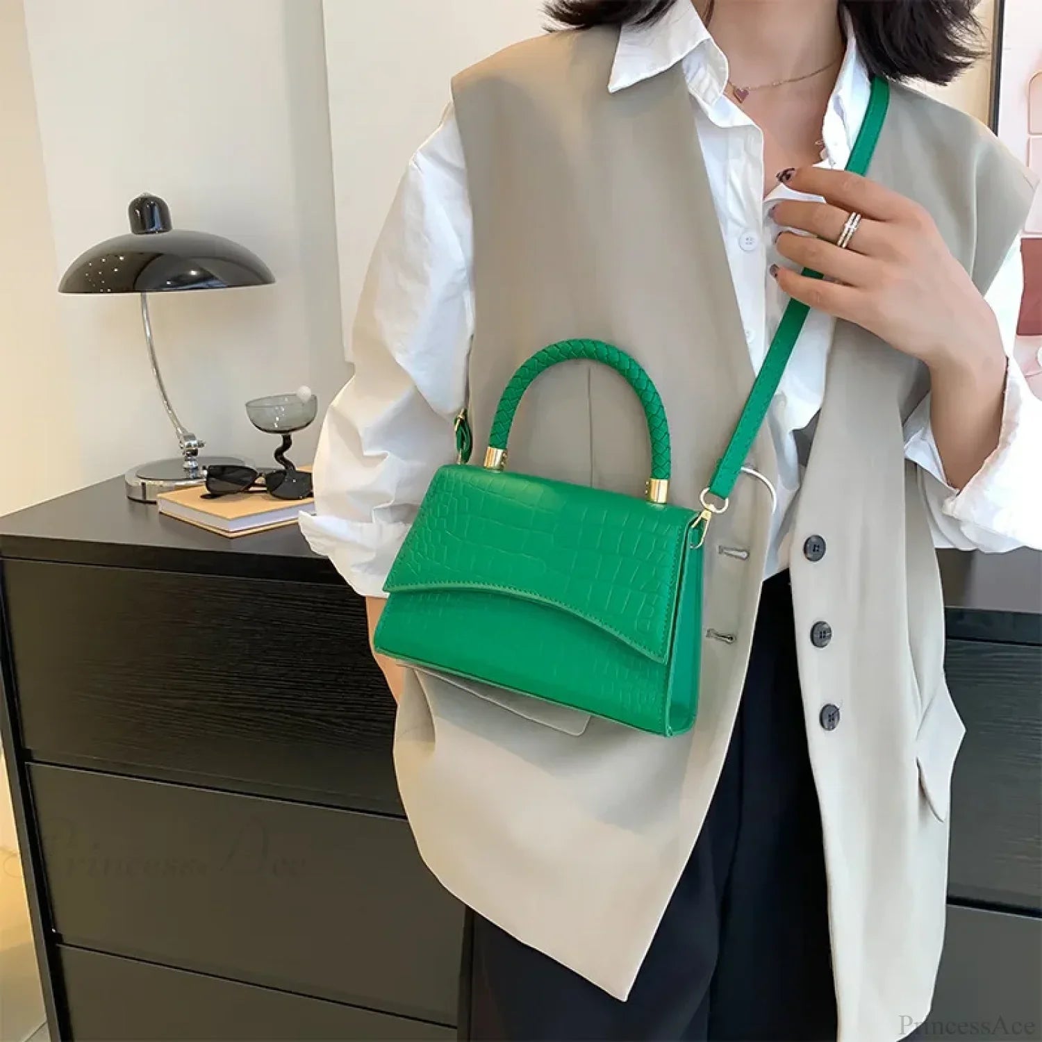 Solid Color PU Leather Designer Crossbody Handbag