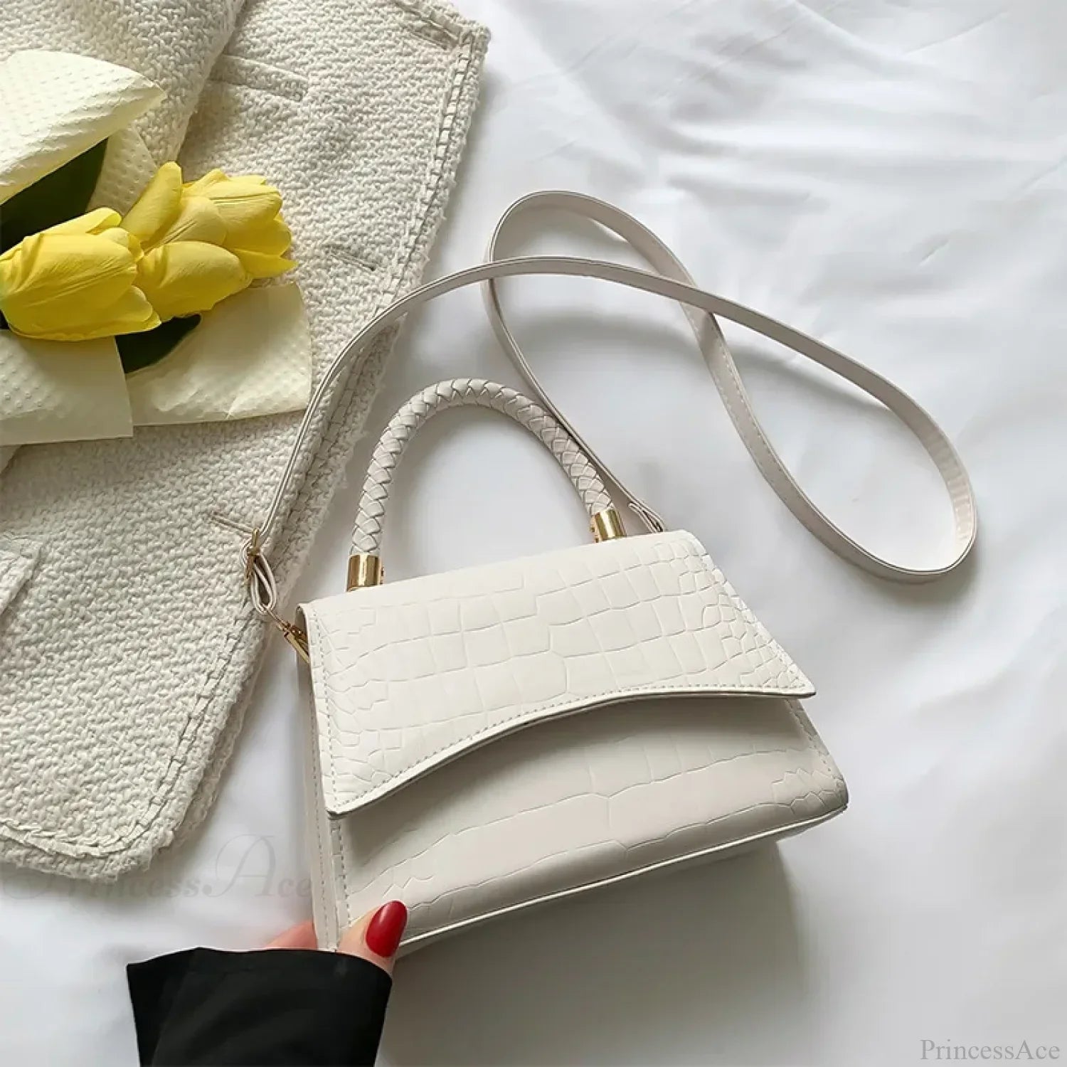 Solid Color PU Leather Designer Crossbody Handbag