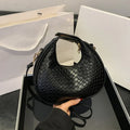 Solid Color PU Leather Lattice Crossbody Handbag