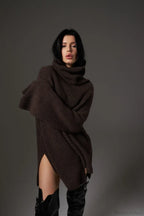 Solid Color Simple Turtleneck Pullover Mid length Knit Sweater