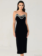 Solid Color Strapless Bodycon Party Dress