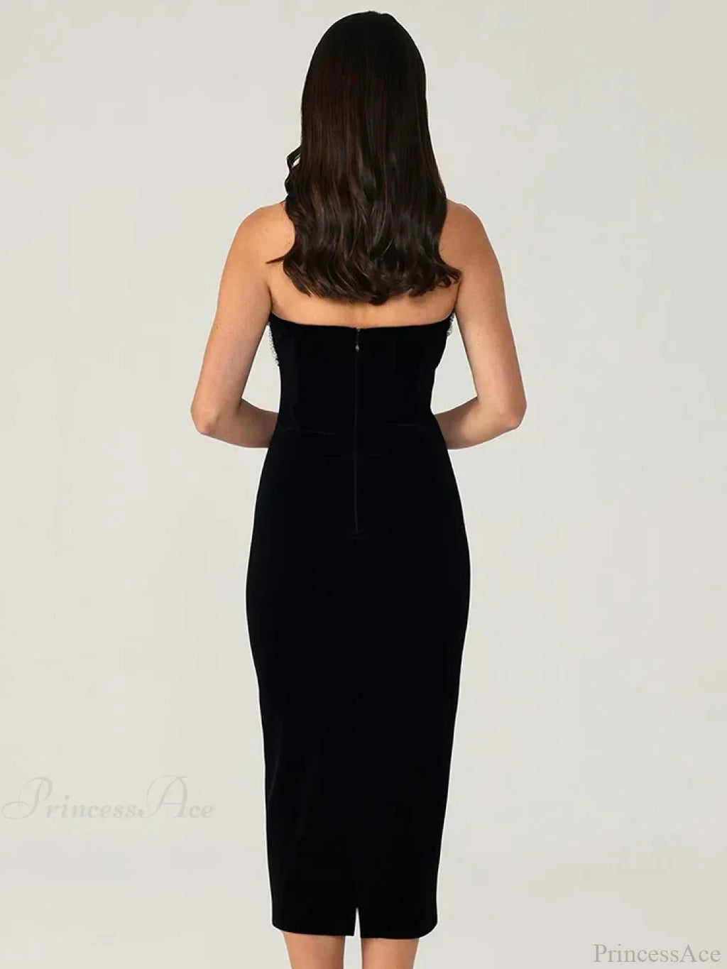 Solid Color Strapless Bodycon Party Dress