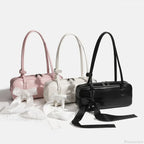 Solid Color Zipper Shoulder Bag for Women