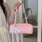Solid Color Zipper Shoulder Bag for Women
