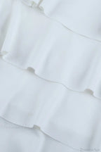 Solid Crew Neck Slim High Waist Puff Mini Dress