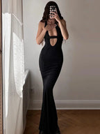 Black Cutout Cami Long Dress