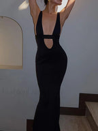 Black Cutout Cami Long Dress